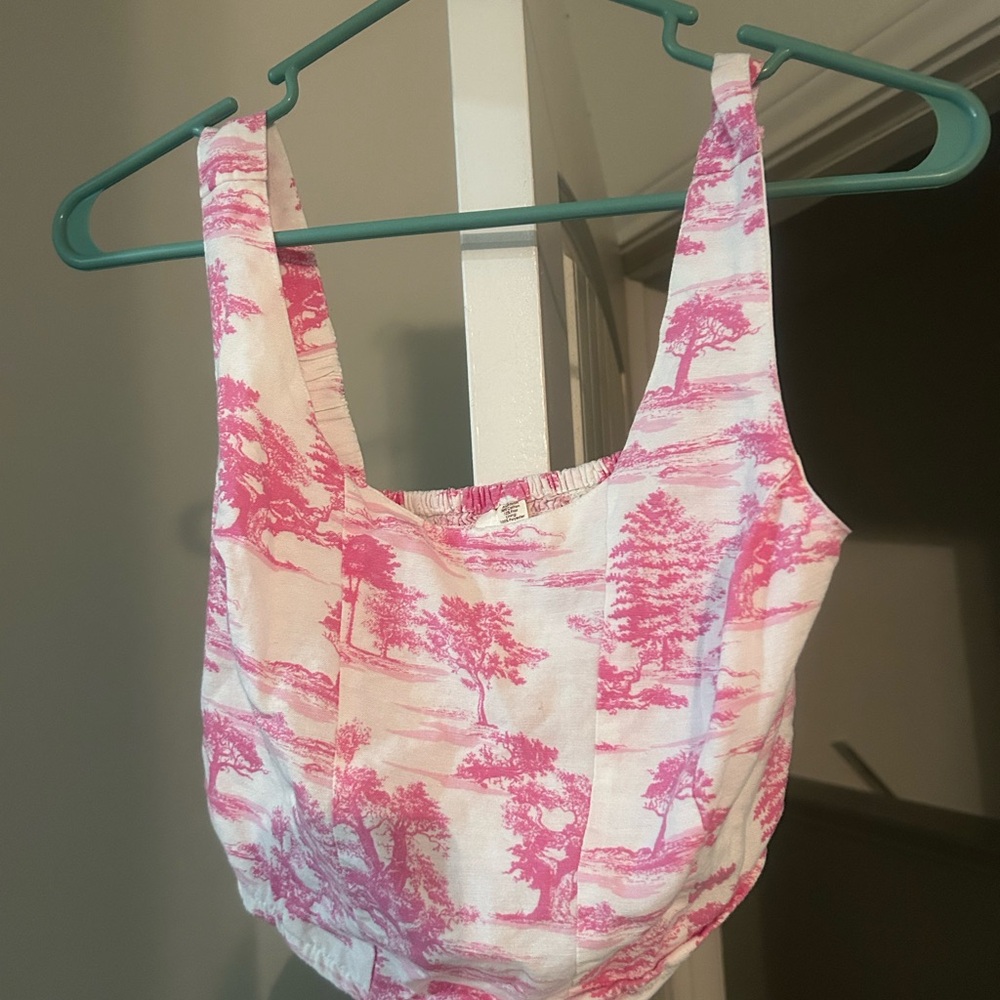 Pink and White Women's Tank Top
